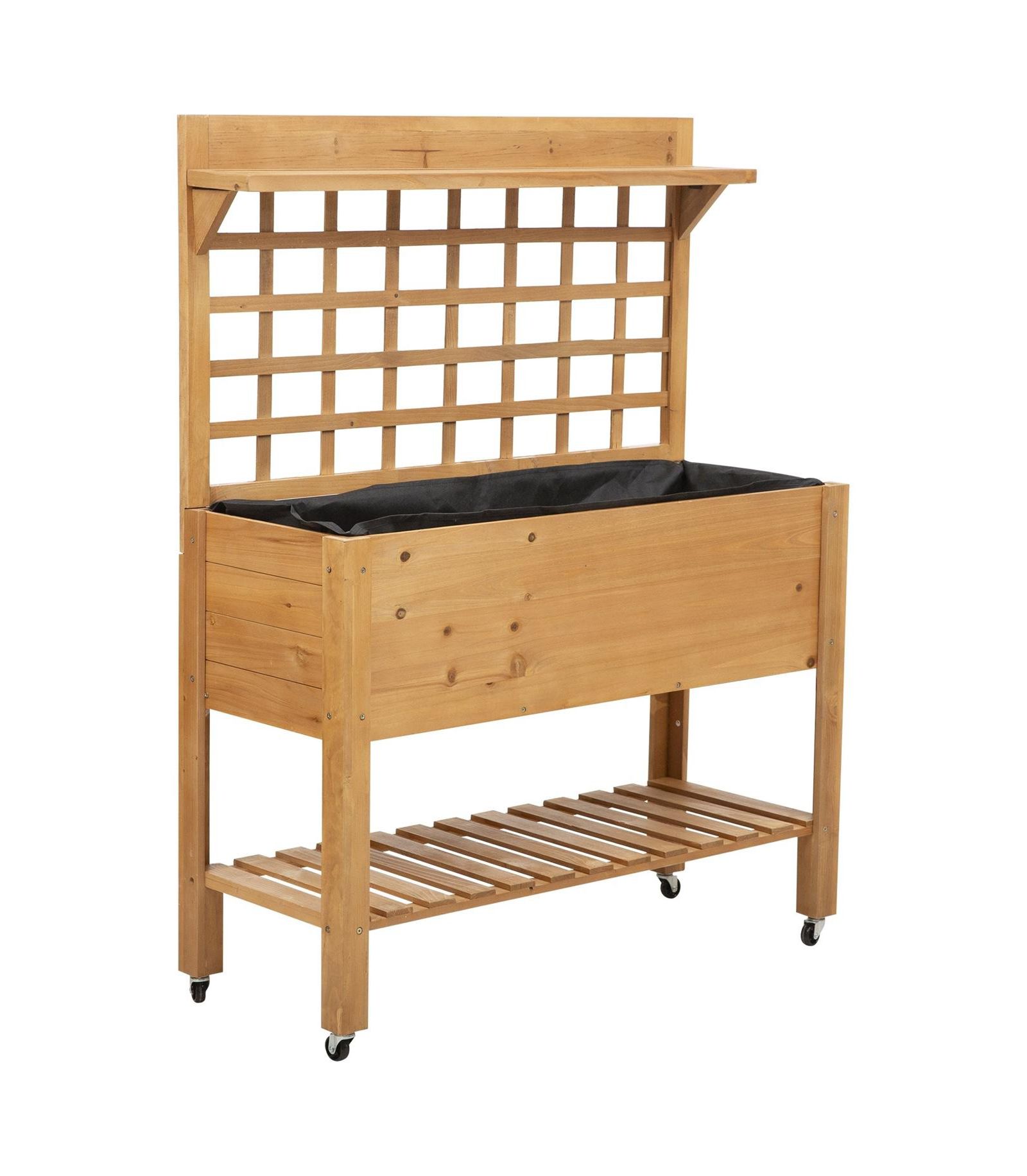 Trellis Elevated Raised Garden Planter Bed with Wheels for Easy Mobility and Plant Support