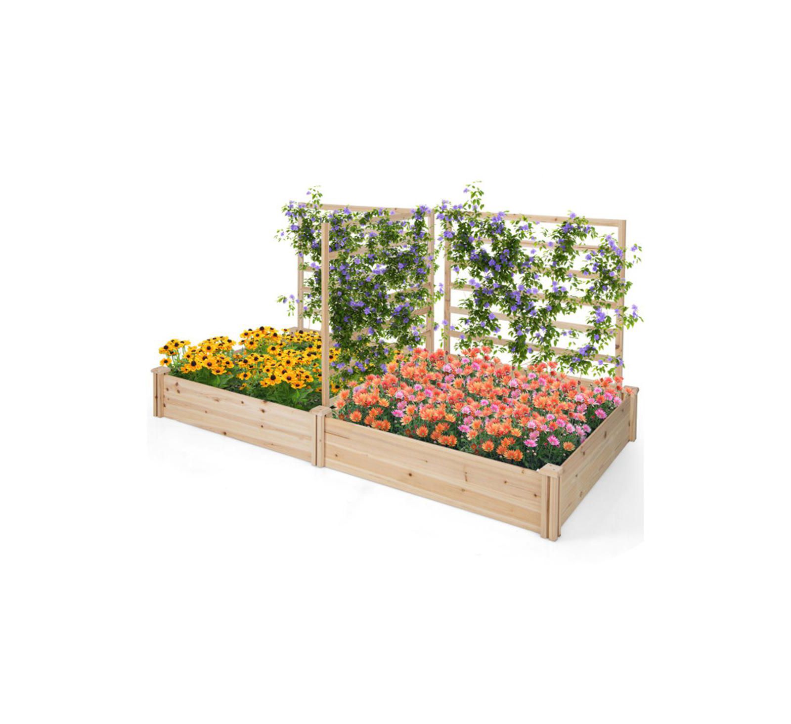 Outdoor Garden Bed Planting Box Durable Wooden Planter for Vegetables and Flowers