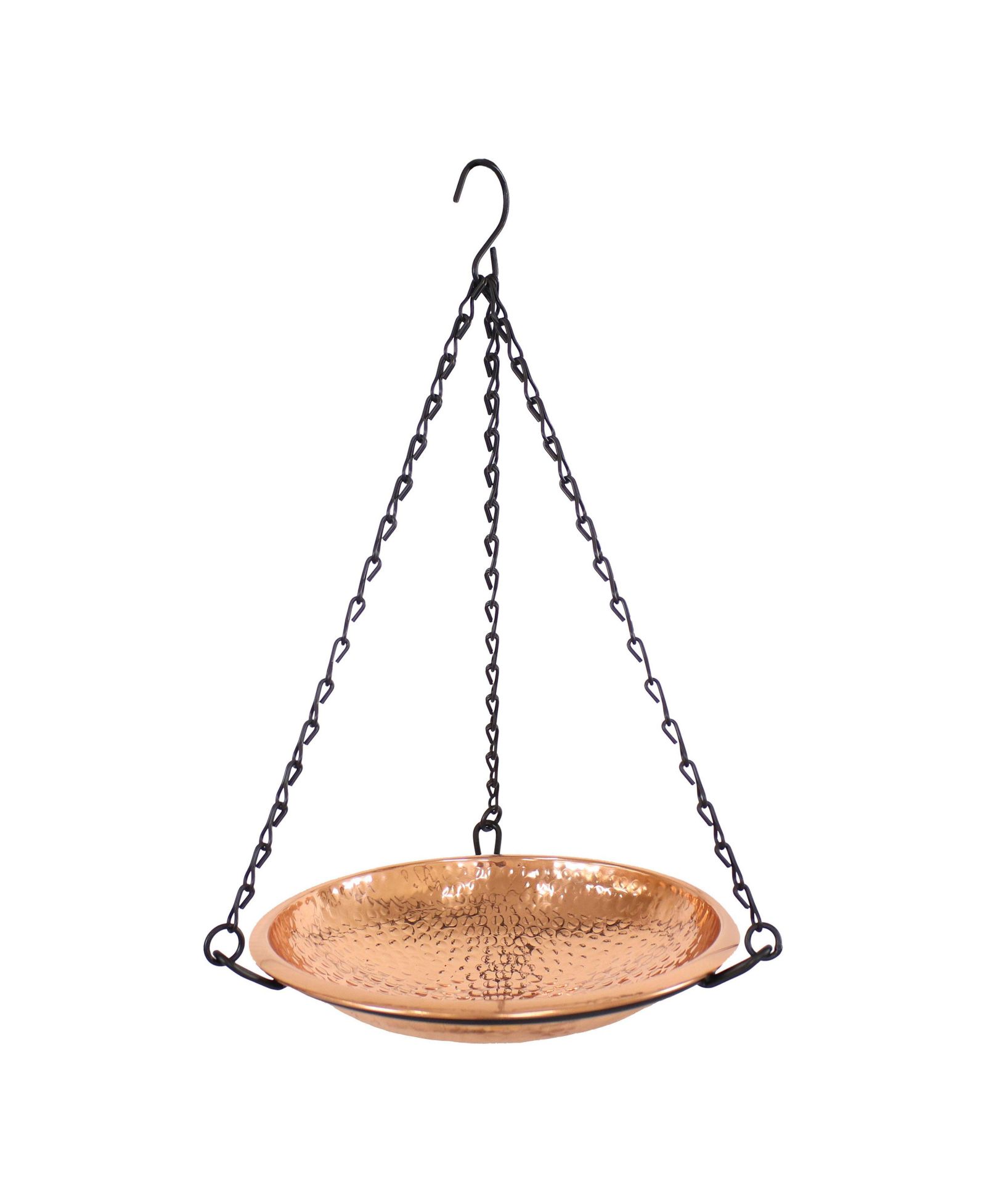 Sunnydaze Decor Outdoor Hand-Hammered Hanging Bird Bath or Bird Feeder with Detachable Bowl and Hanging Chain - Copper - 17.5"