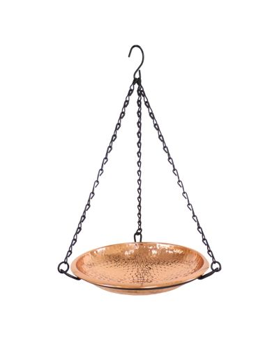 Sunnydaze Decor Outdoor Hand-Hammered Hanging Bird Bath or Bird Feeder with Detachable Bowl and Hanging Chain - Copper - 17.5"