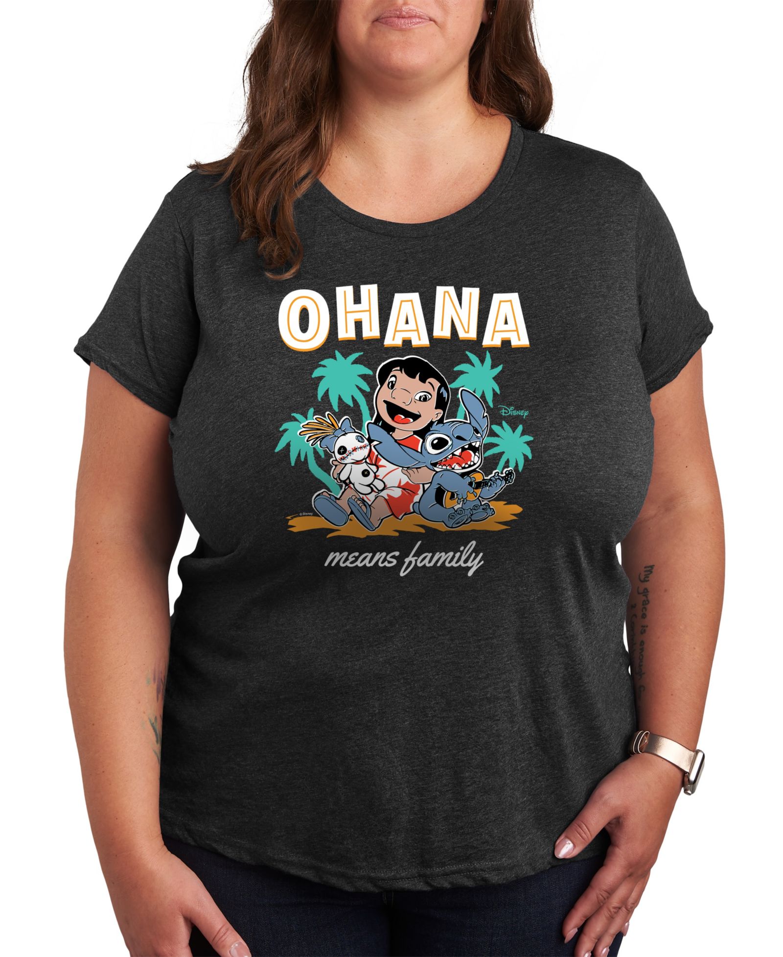 Футболка Hybrid Apparel Plus Size Lilo Stitch Ohana Means Family Graphic
