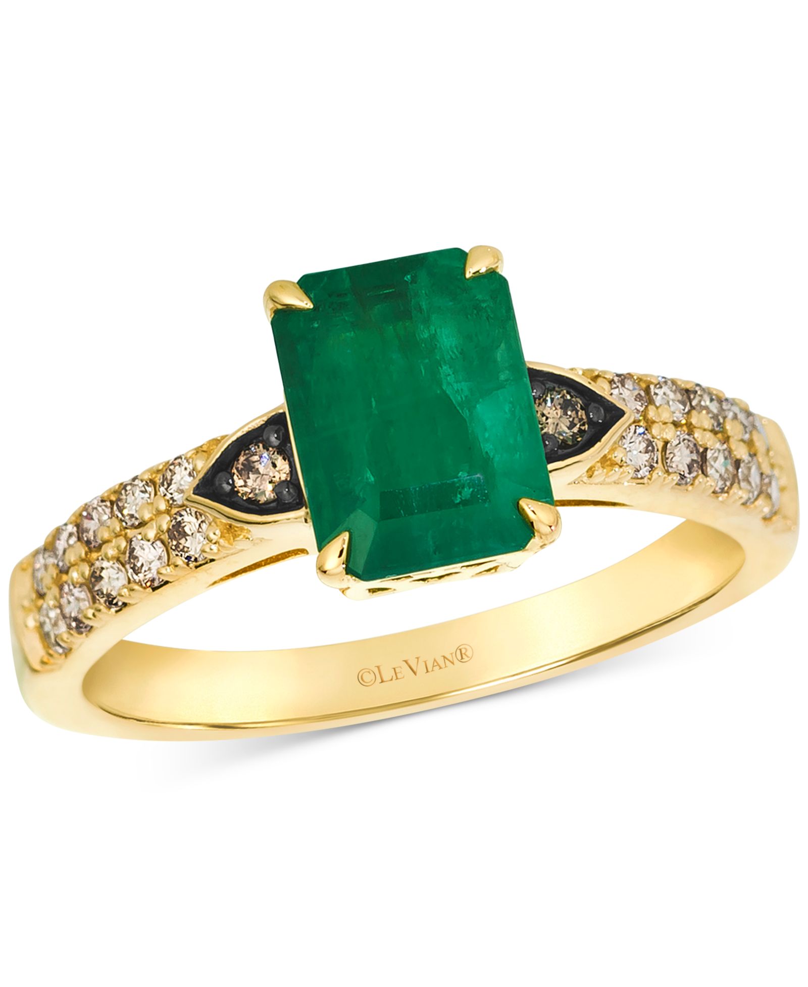 Кольцо Le Vian Costa Smeralda с изумрудом и бриллиантом, 14k желтое золото