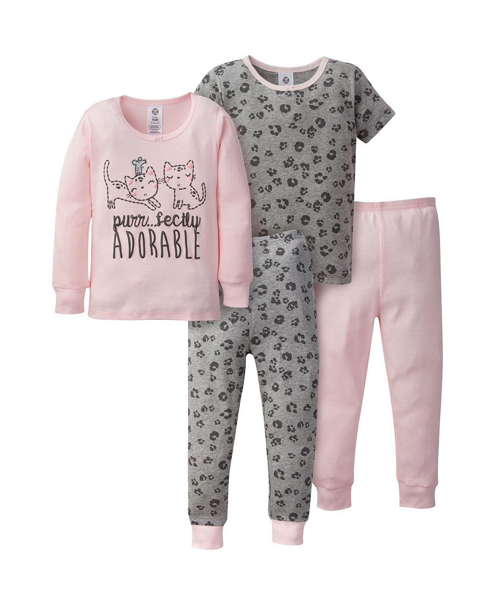 Gerber Детский комплект из 4 хлопковых пижам, Rose, 3T