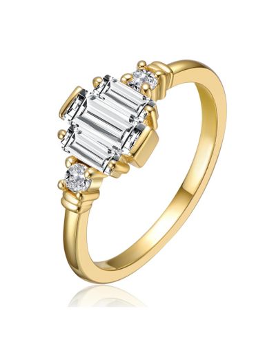 Rachel Glauber Elegant 14K Gold Plated Cubic Zirconia Cocktail Ring