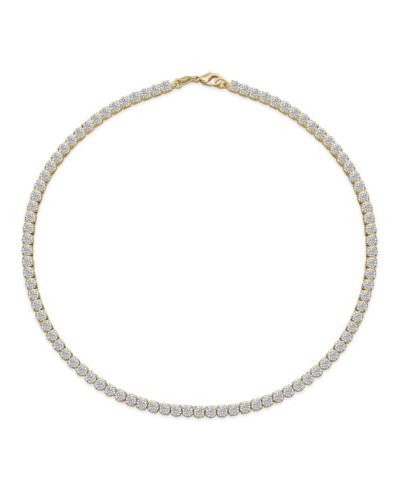 Bling Jewelry Bridal Lightweight CZ Round Prong Set Statement Tennis Necklace Collar Gold