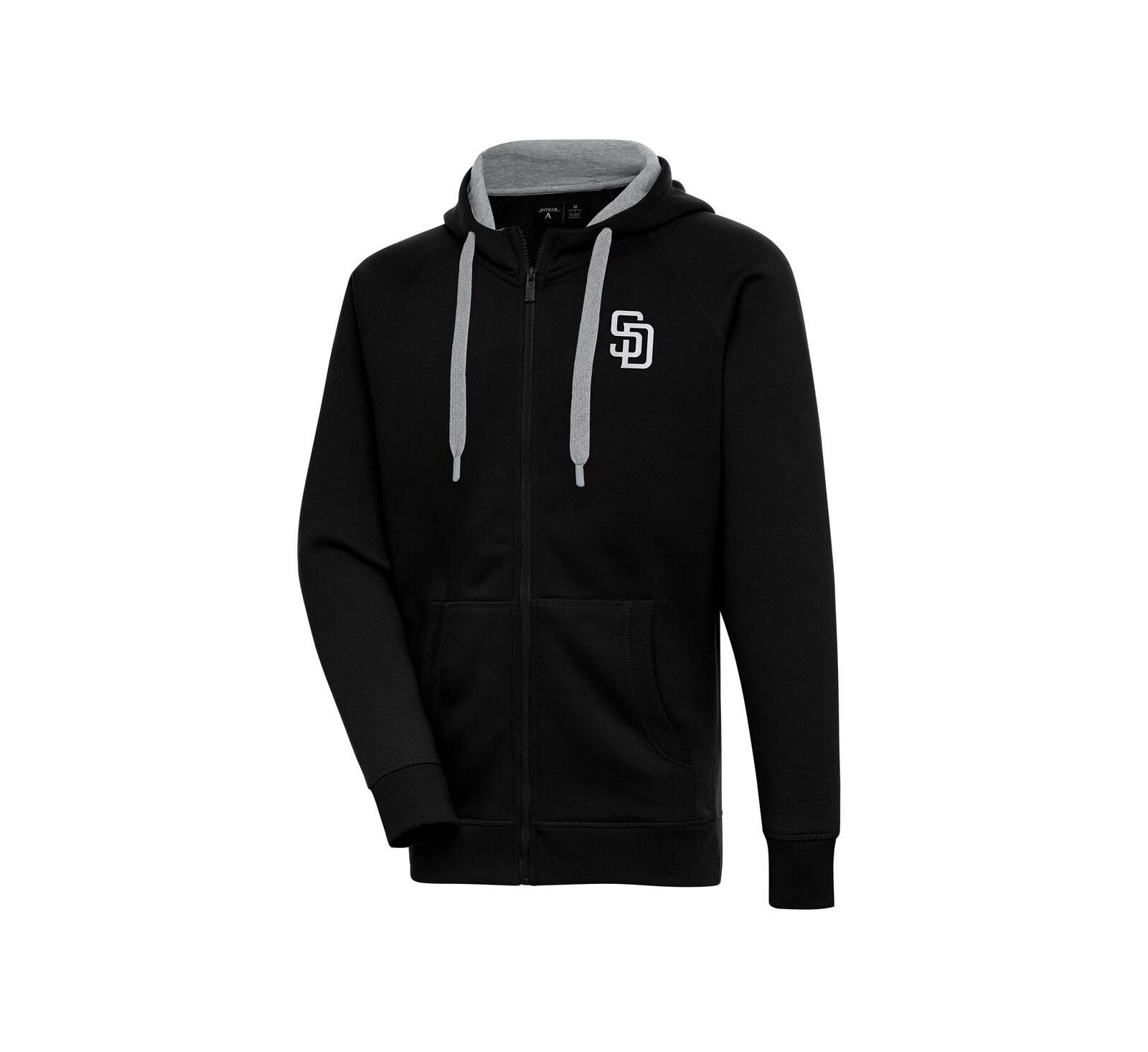 Antigua Men's Black San Diego Padres Metallic Victory Full-Zip Hoodie Jacket