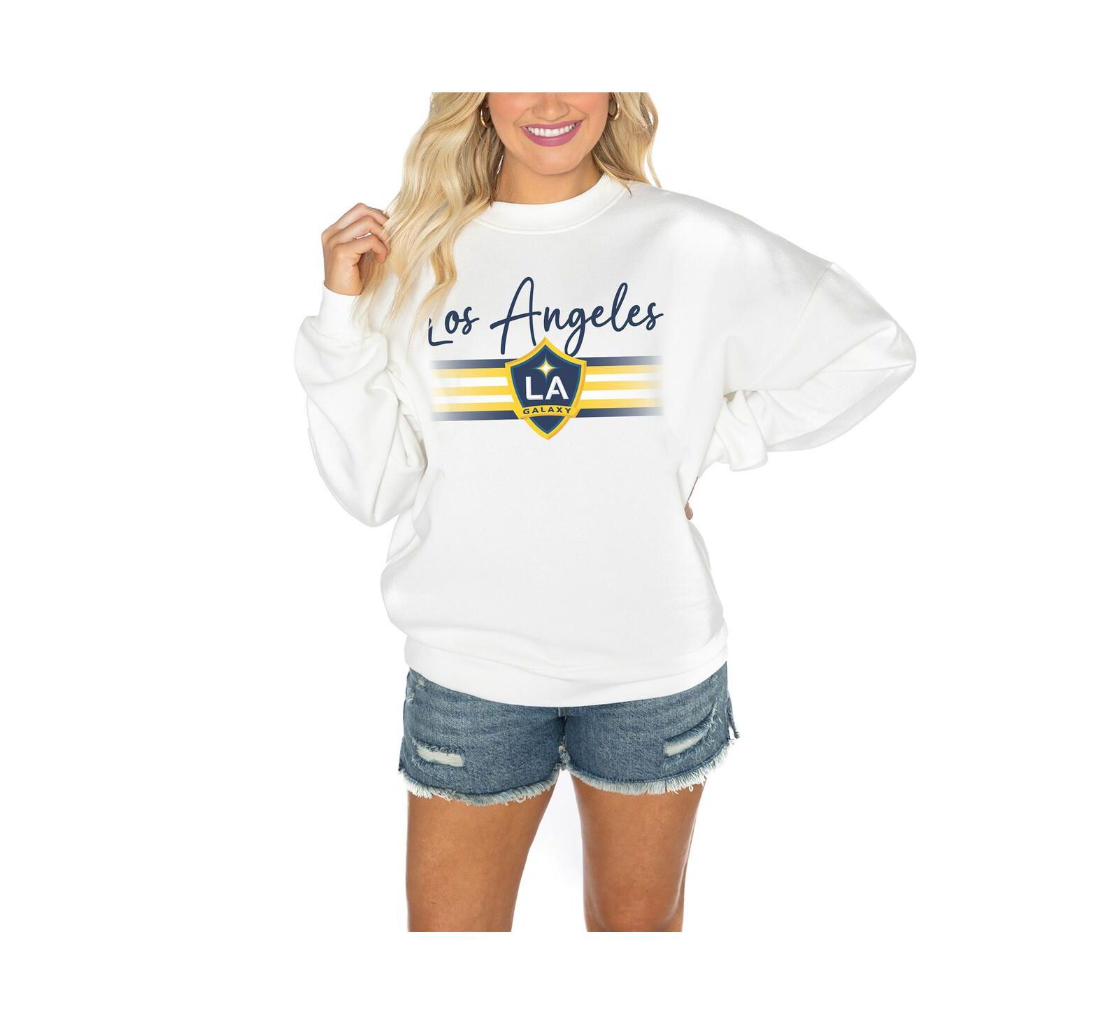 Женский свитшот Gameday Couture White LA Galaxy Matchday с круглым вырезом и спущенным плечом