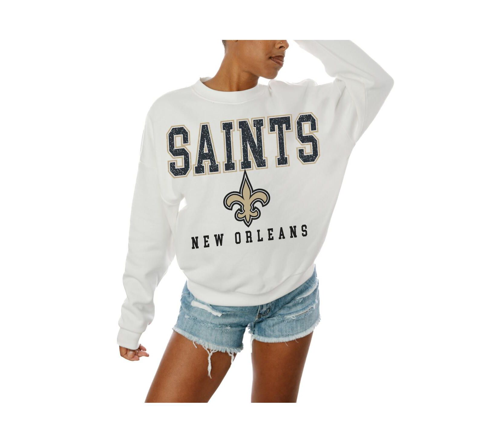 Женский свитшот Gameday Couture White New Orleans Saints Sunday Drives Oversized Crewneck Pullover