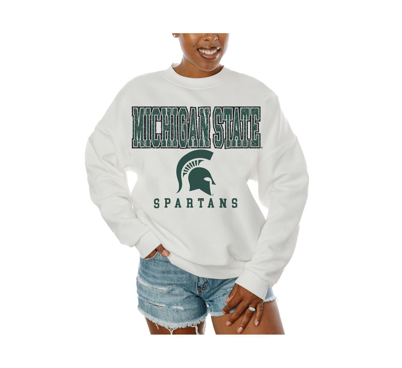 Gameday Couture Women's White Michigan State Spartans Freestyle Fleece Pullover Sweatshirt