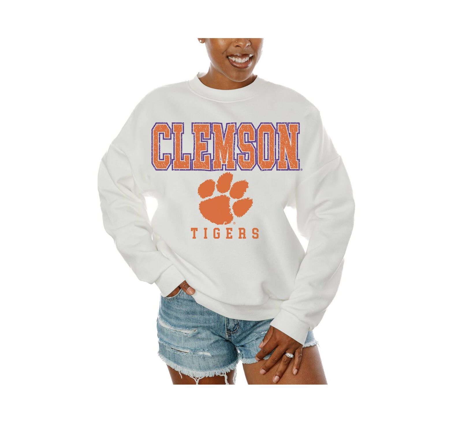Gameday Couture Women's White Clemson Tigers Freestyle Fleece Pullover Sweatshirt
