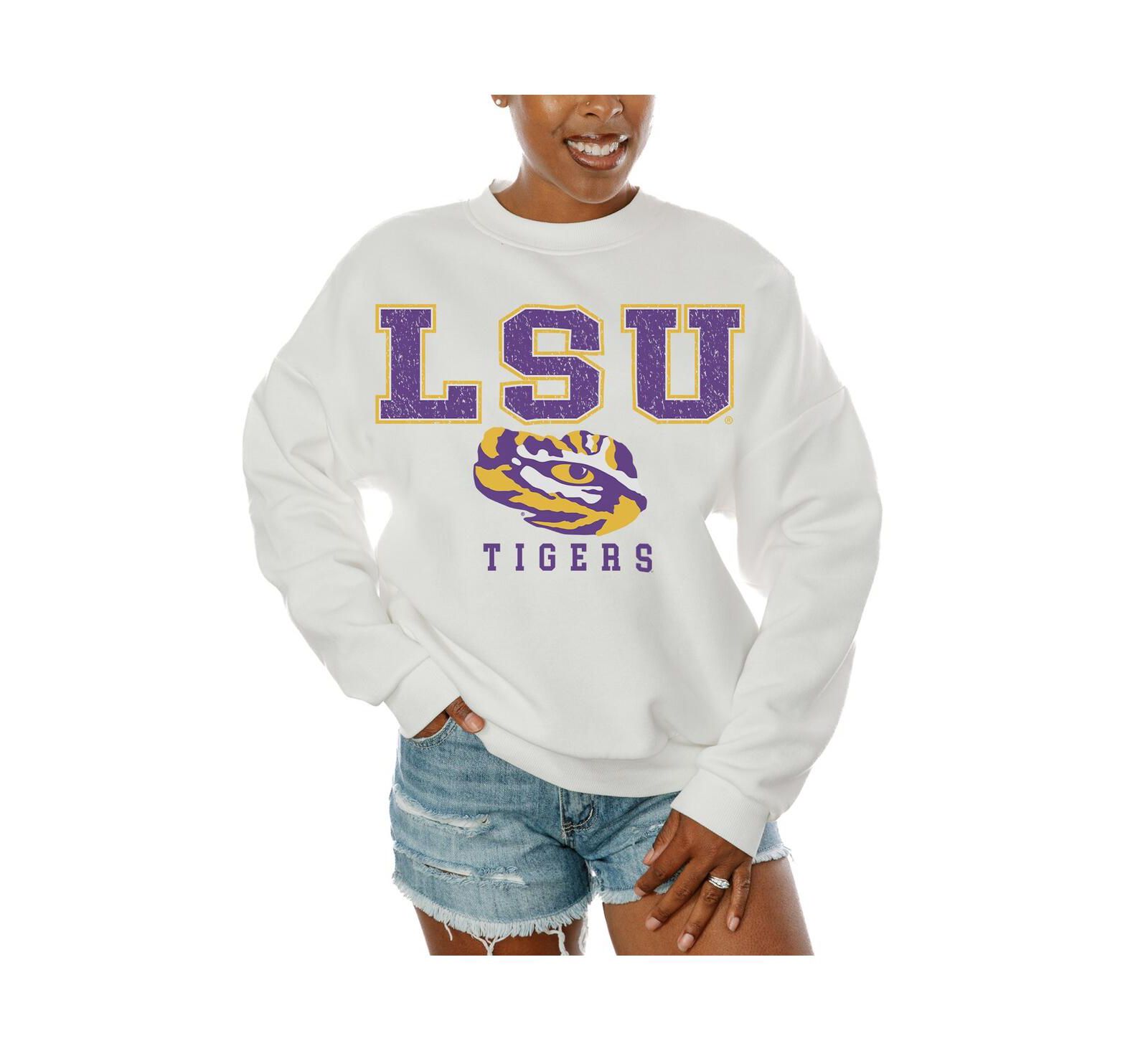 Gameday Couture Women's White LSU Tigers Freestyle Fleece Pullover Sweatshirt