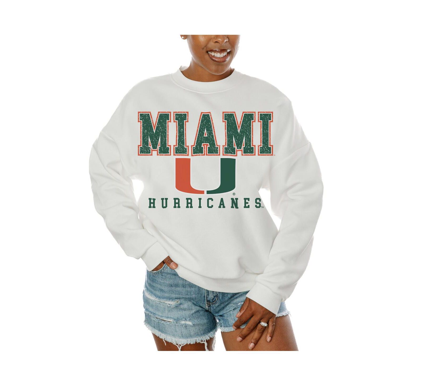 Gameday Couture Women's White Miami Hurricanes Freestyle Fleece Pullover Sweatshirt