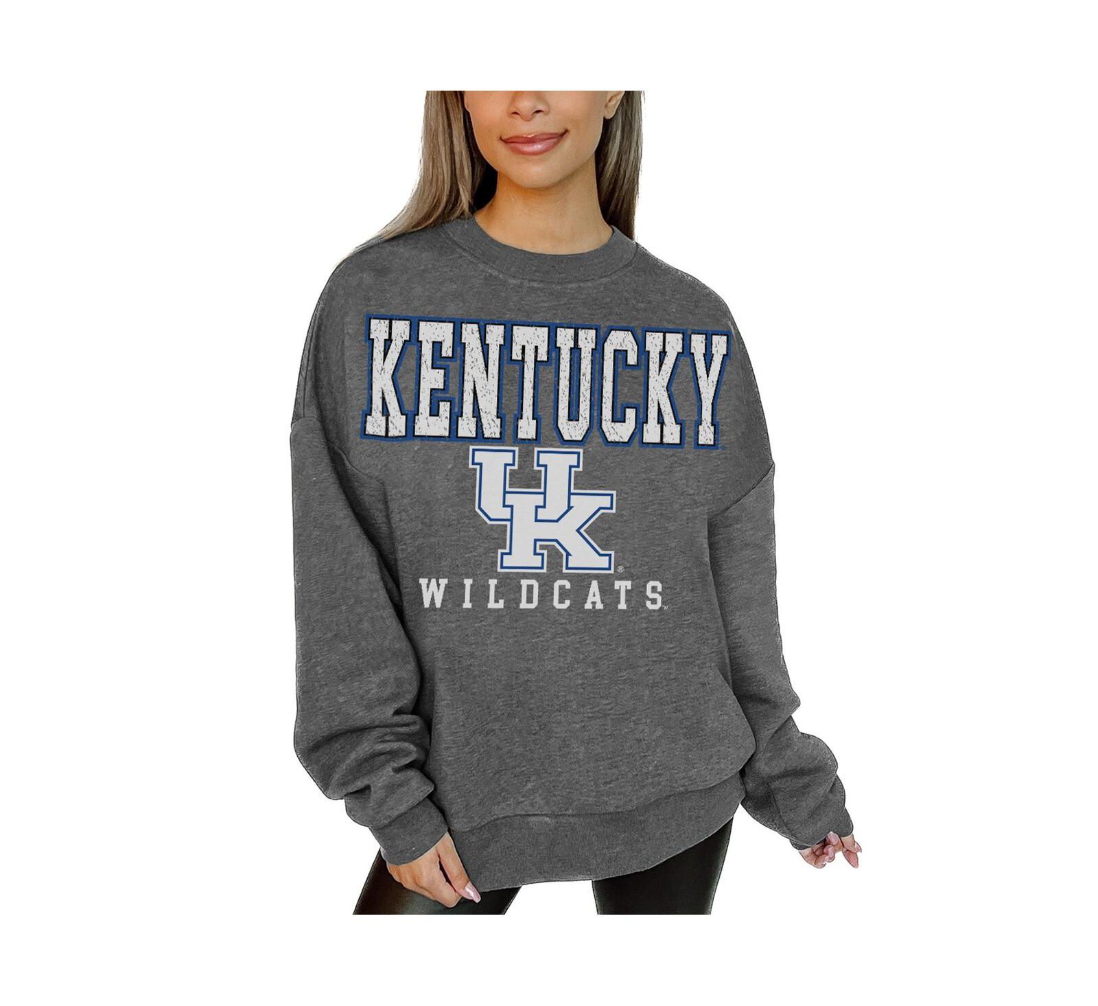 Женская толстовка Gameday Couture Heather Charcoal Kentucky Wildcats Distressed Fleece Pullover