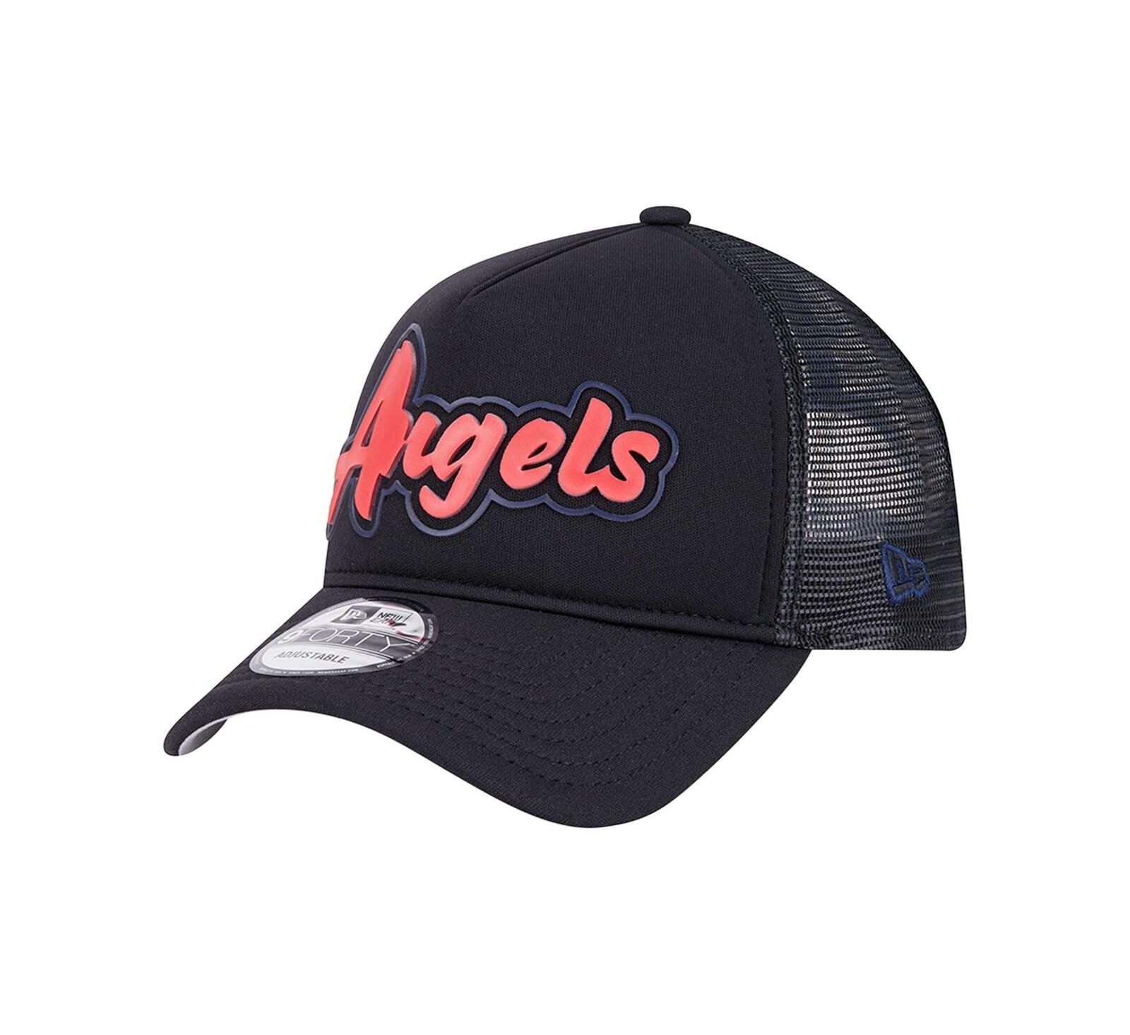 Мужская кепка New Era Black Los Angeles Angels Retro Bold A-Frame Trucker 9FORTY Adjustable"},{"id