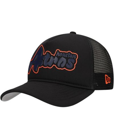 New Era Мужская черная кепка New Era Houston Astros Retro Bold A-Frame Trucker 9FORTY регулируемая