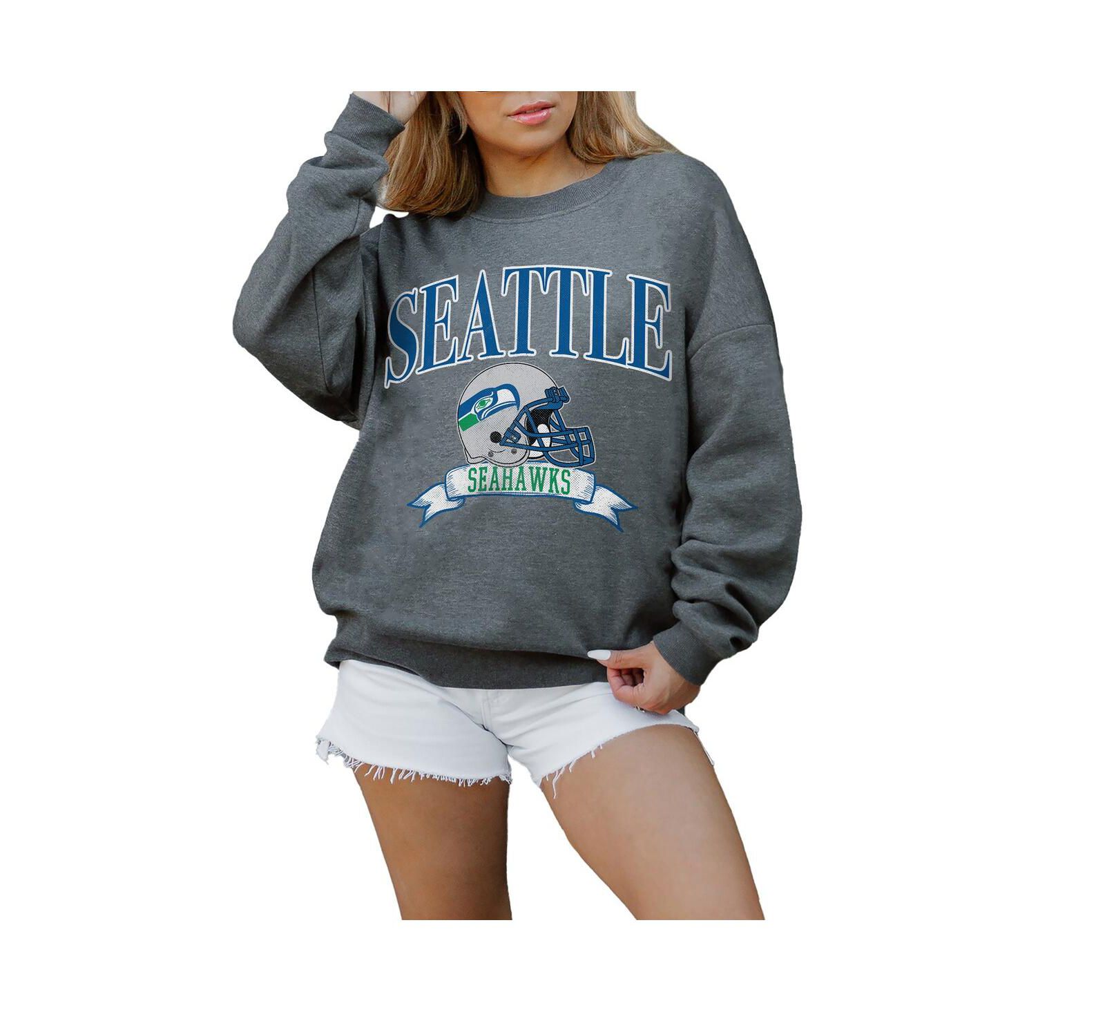 Gameday Couture Женская толстовка Seattle Seahawks Charcoal Premium Fleece с открытыми плечами