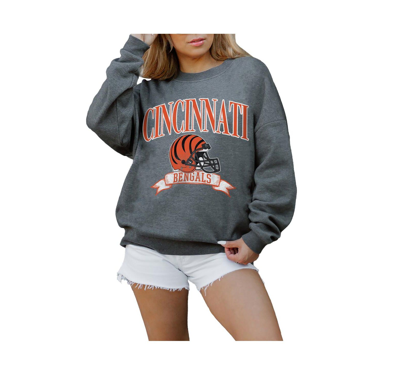 Женское флисовое худи Gameday Couture Cincinnati Bengals Seal The Deal Premium Drop Shoulder Charcoal