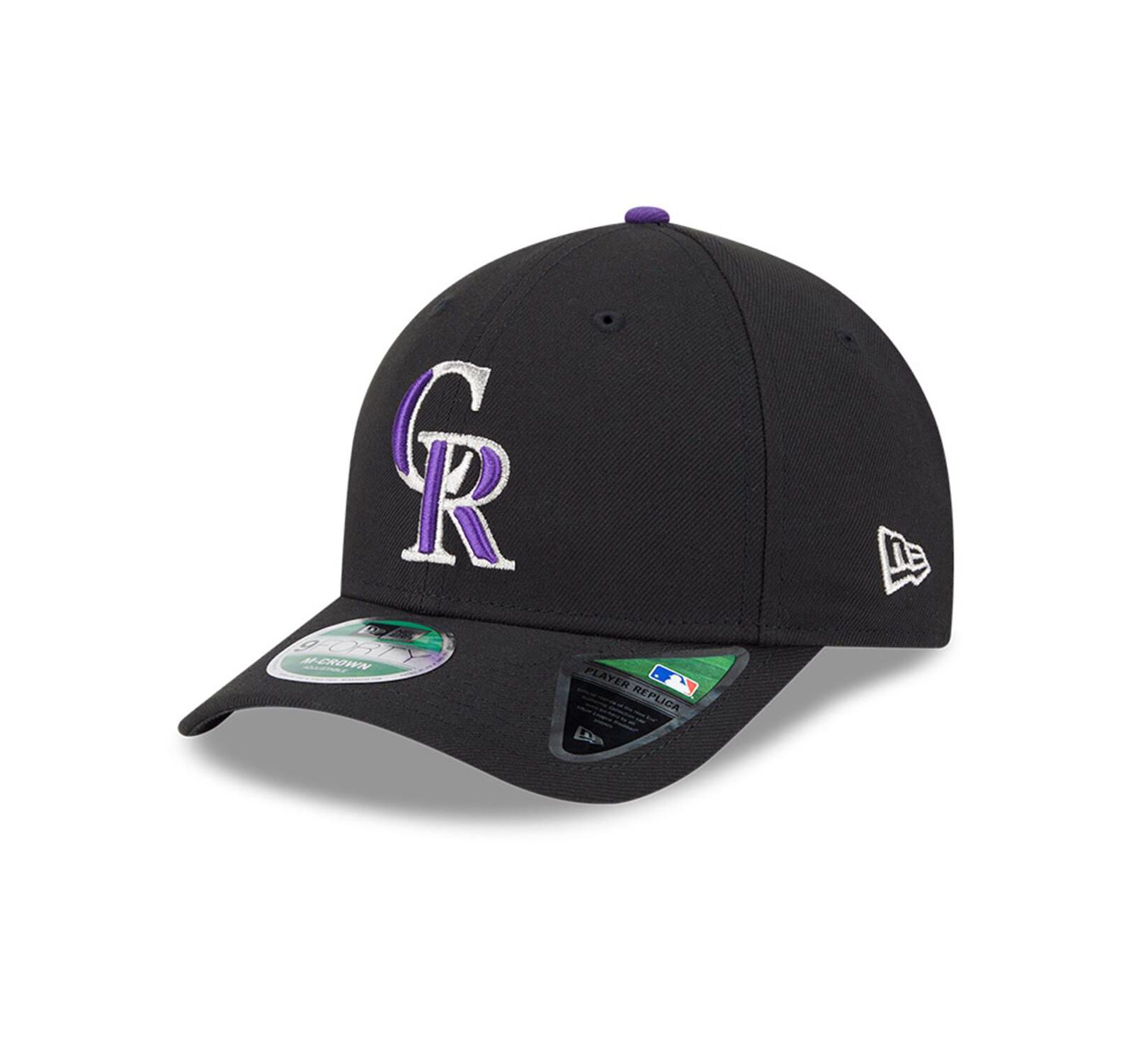Мужская кепка New Era Black Colorado Rockies Player Replica 9FORTY Adjustable