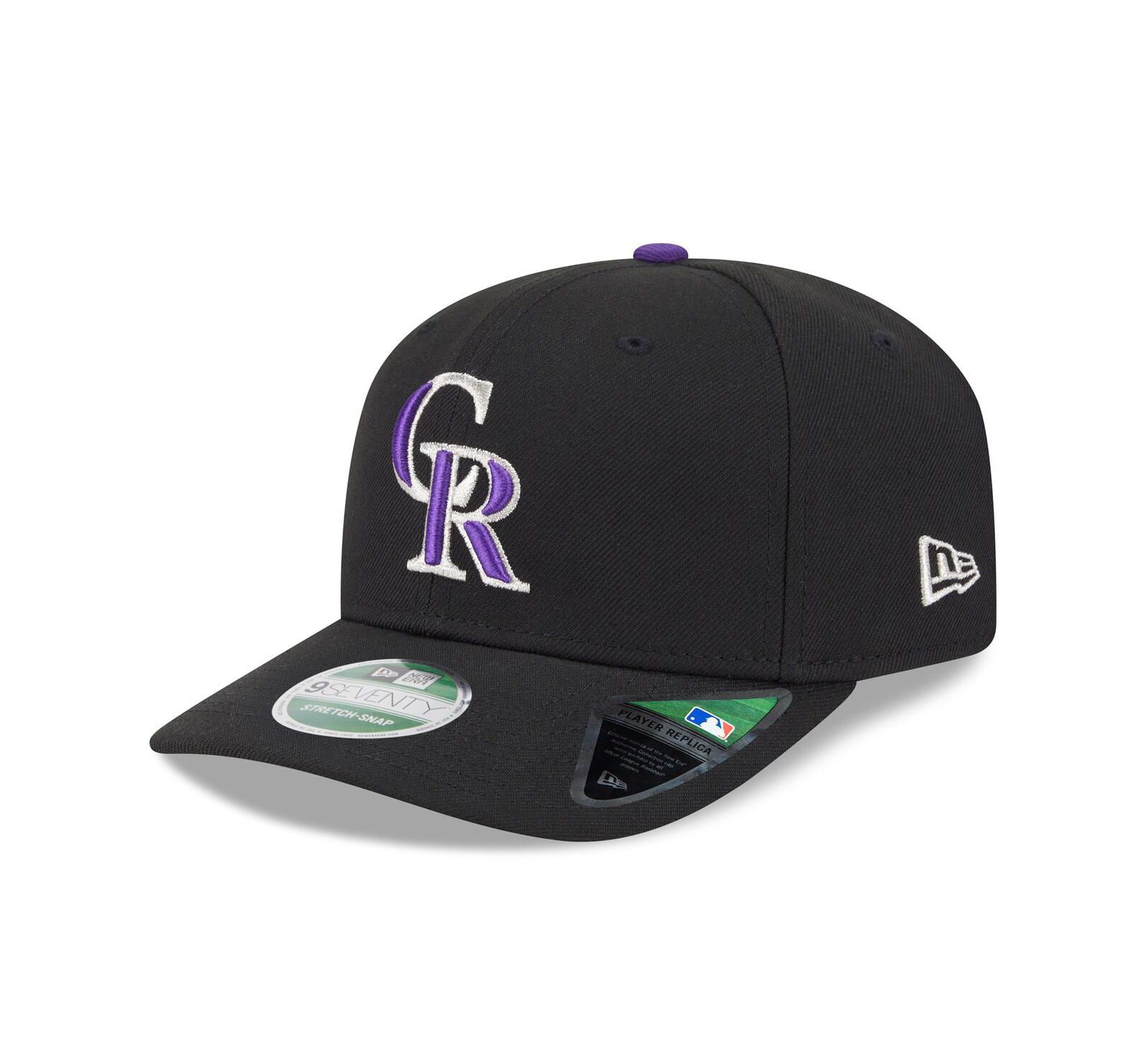 Мужская кепка New Era Black Colorado Rockies Player Replica 9SEVENTY Adjustable