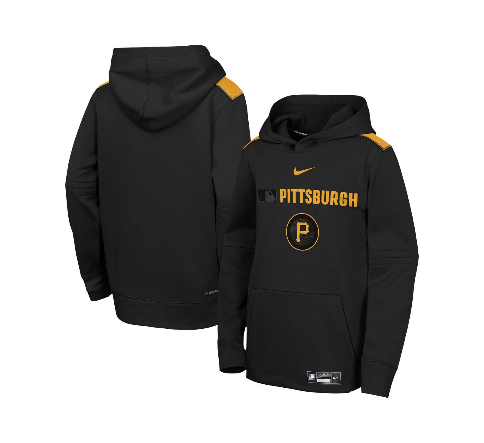 Nike Big Boys and Girls Black Pittsburgh Pirates City Connect Authentic Collection Performance Pullover Hoodie