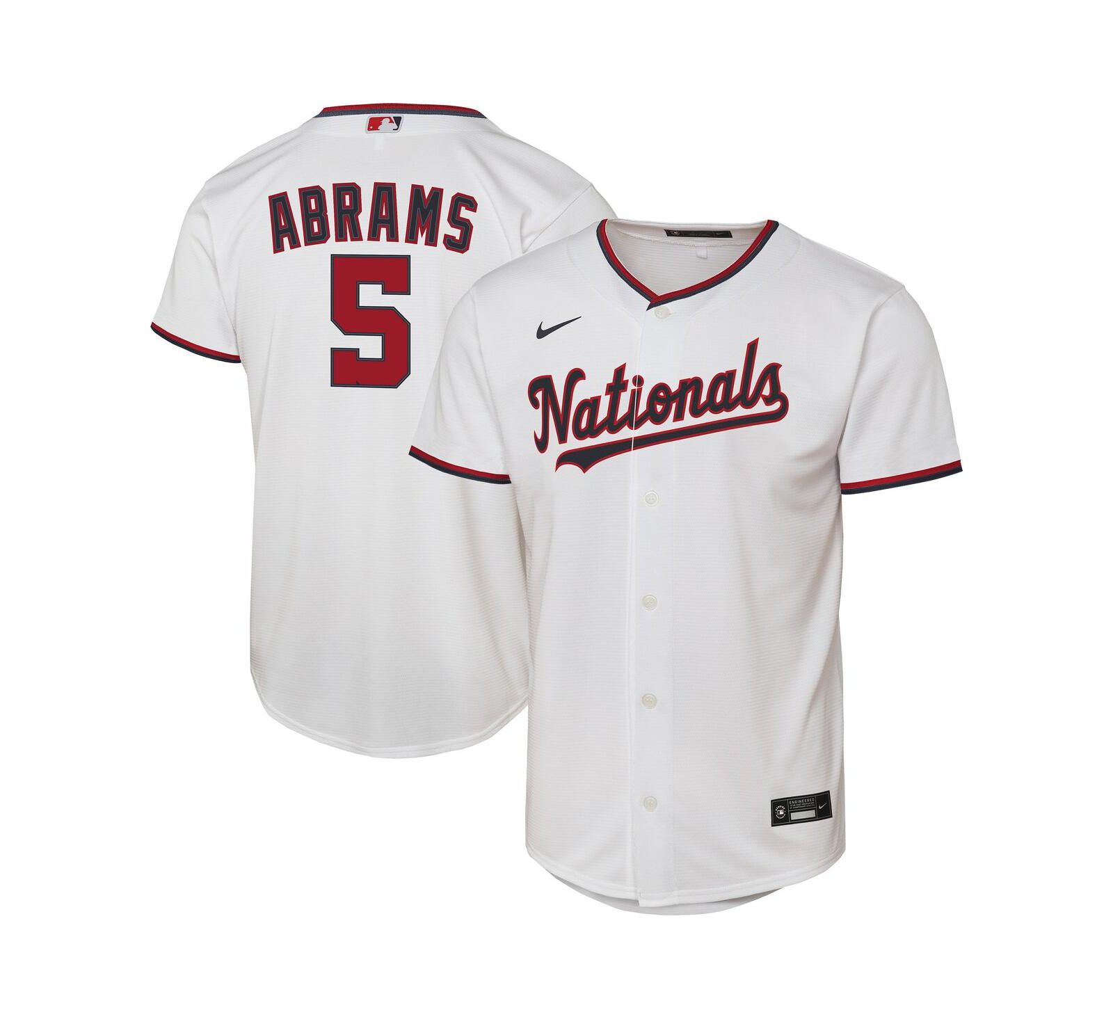 Детская игровая джерси Nike CJ Abrams White Washington Nationals Home Replica