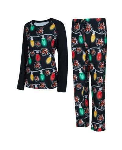 Concepts Sport Women's Cincinnati Bengals Garland Knit Raglan Long Sleeve T-Shirt and Pants Set