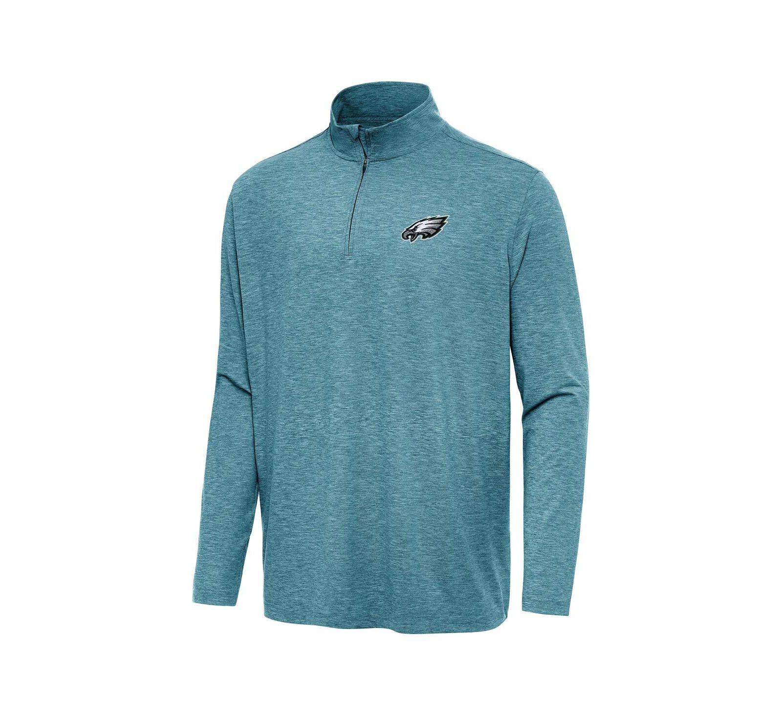 Antigua Men's Heather Midnight Green Philadelphia Eagles Hunk Quarter-Zip Jacket