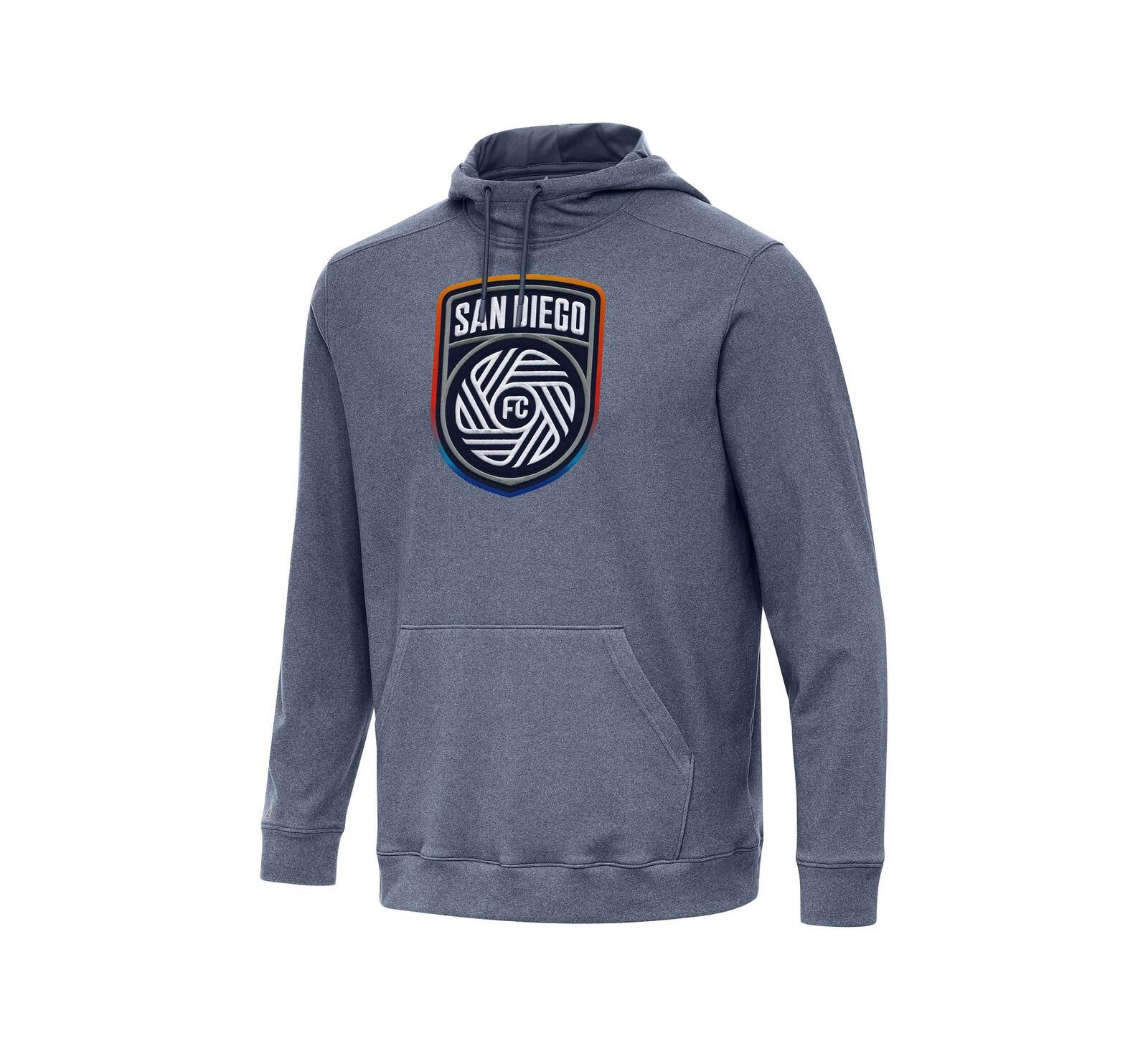 Мужское худи Antigua Heather Navy San Diego FC Cloud Pullover