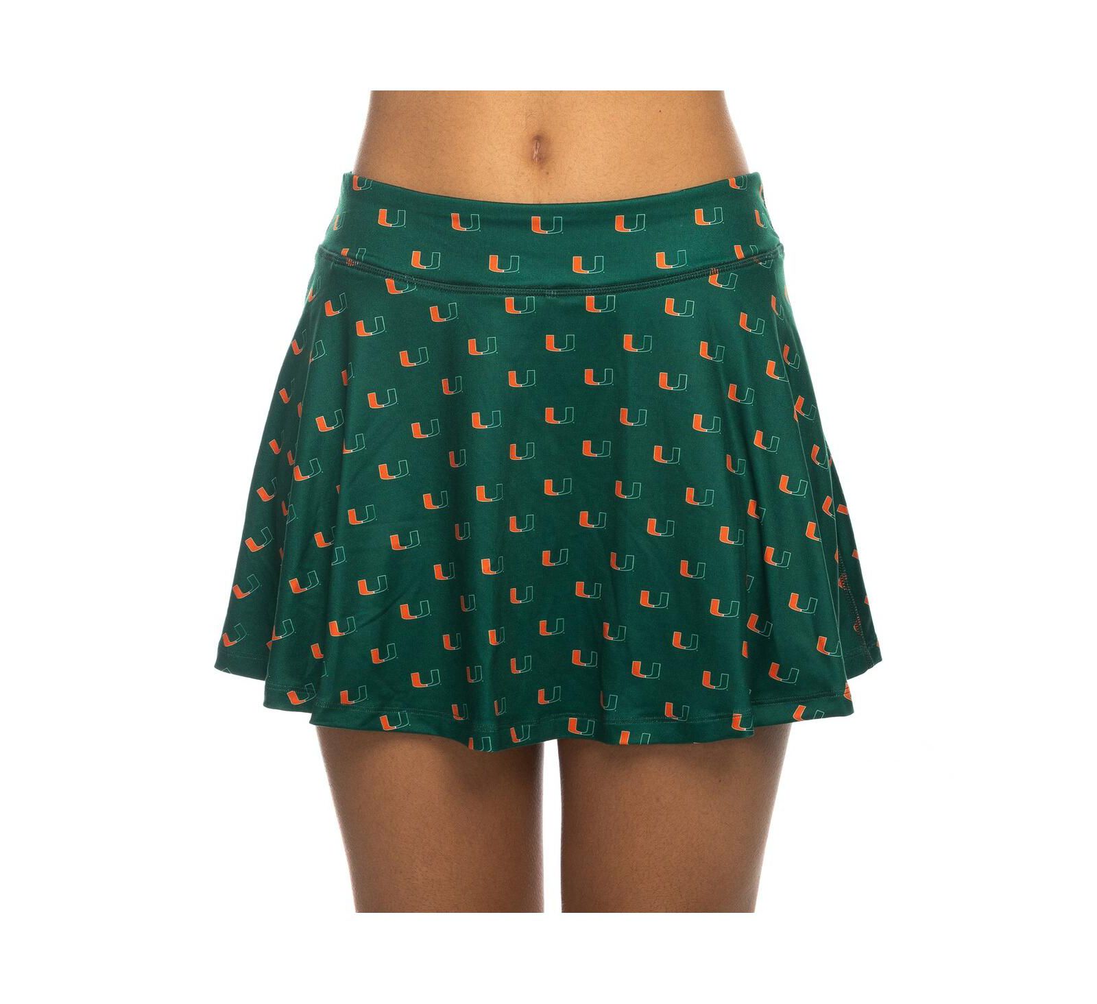 ZooZatz Women's Green Miami Hurricanes All-Over Print Flowy Skort