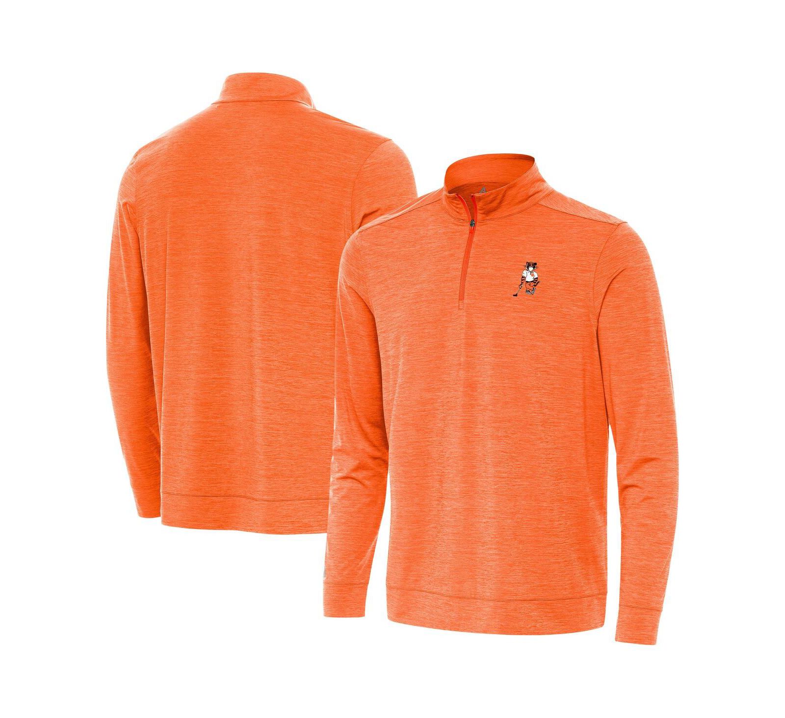 Мужская футболка Antigua Clemson Tigers Golfer Bright Quarter-Zip, Heather Orange