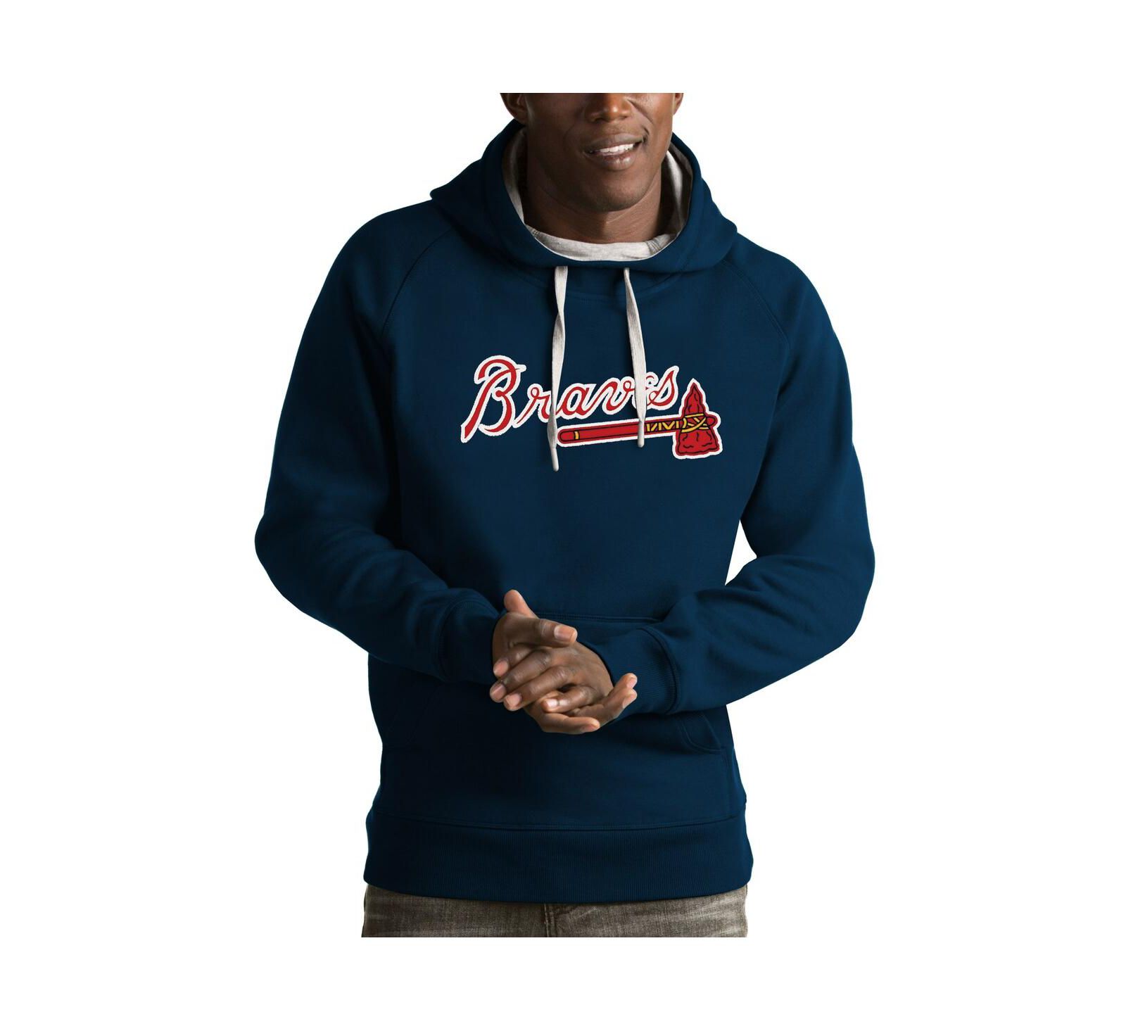 Мужское худи Antigua Navy Atlanta Braves Victory Pullover