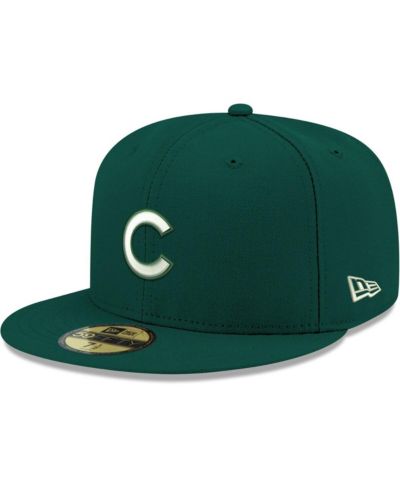 New Era мужская fitted-кепка Chicago Cubs с белым логотипом, зеленая, 59FIFTY