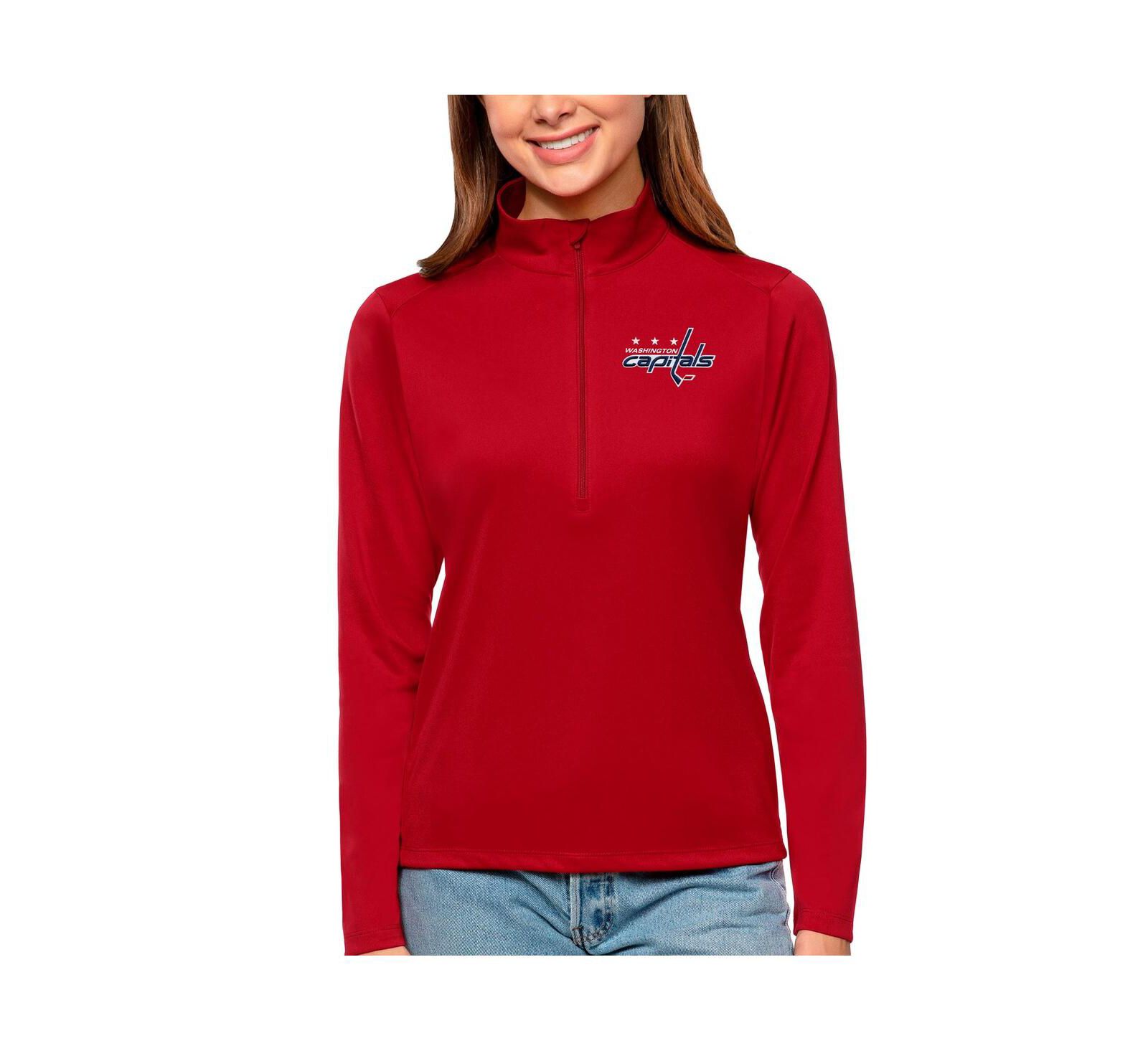 Antigua Women's Red Washington Capitals Tribute Quarter-Zip Pullover Top