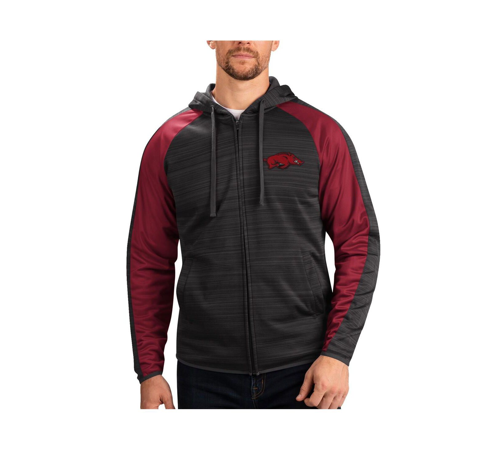G-III Sports by Carl Banks Men's Black Arkansas Razorbacks Neutral Zone Raglan Full-Zip Track Hoodie Jacket