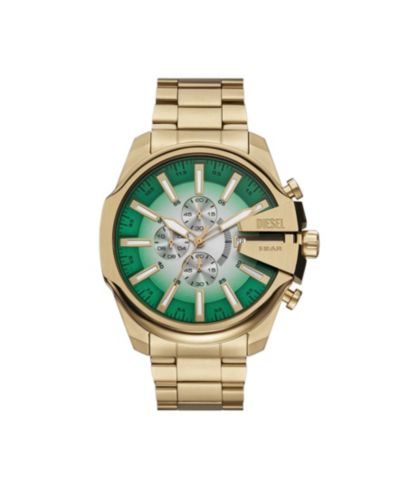Diesel Мужские часы Mega Chief Slim Quartz Chronograph Gold Stainless Steel, 48mm