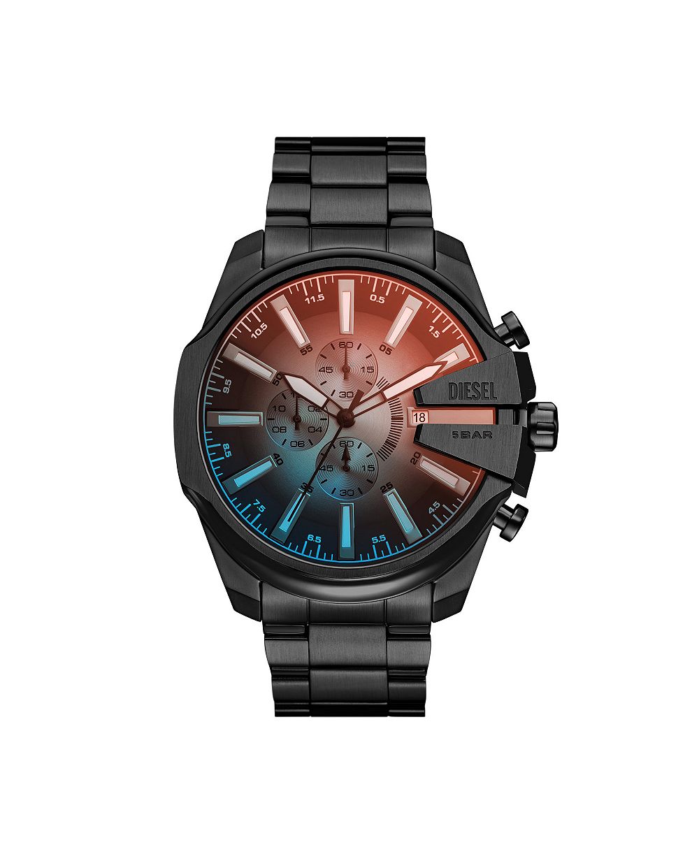 Diesel Men's Mega Chief Slim Quartz Chronograph Black Stainless Steel Watch, 48mm