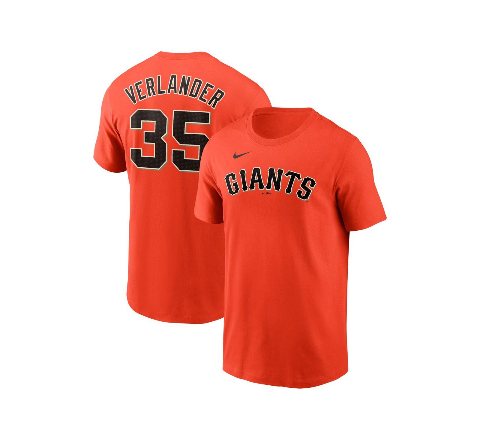 Nike Men's Justin Verlander Orange San Francisco Giants Fuse Name & Number T-Shirt