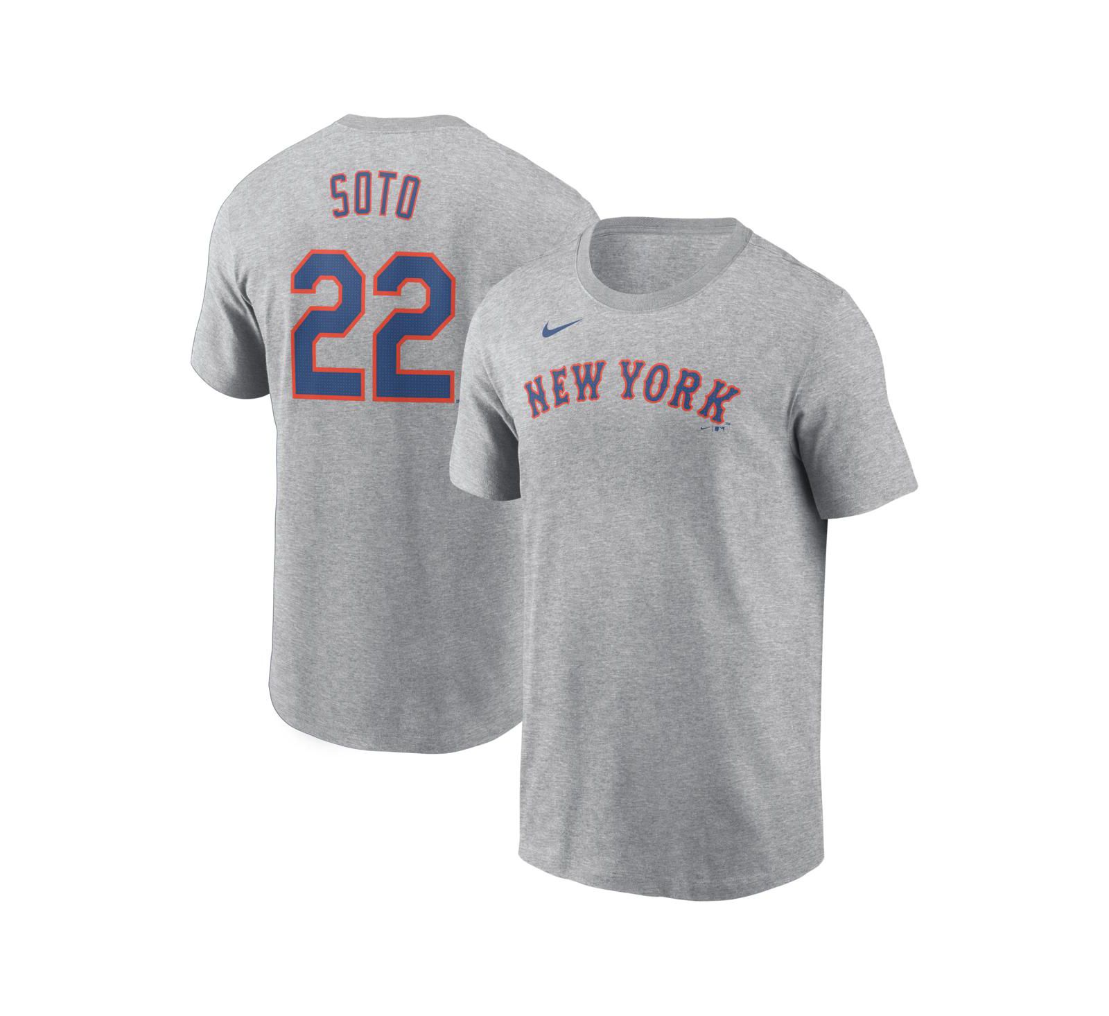Nike Men's Juan Soto Heather Gray New York Mets Fuse Name & Number T-Shirt