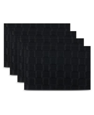 Dainty Home Bostonian Reversible Premium Leather Wipe Clean Placemat 12" x 18" Rectangular Placemats Set of 4