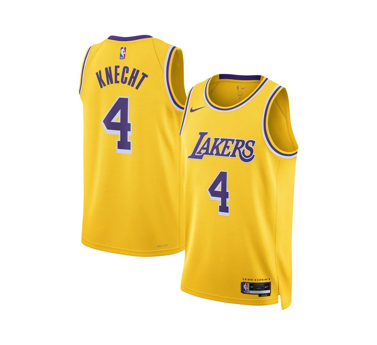 Мужская и женская джерси Nike Dalton Knecht Gold Los Angeles Lakers Swingman