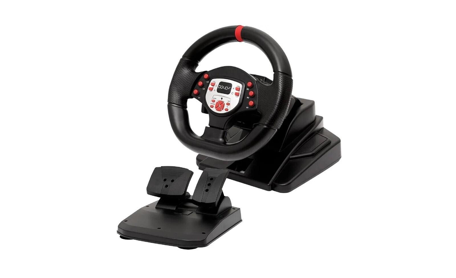 Рулевое колесо 180° Racing Steering Wheel с педалями, регулируемое, с вибрацией для PC, PS3, PS4, Switch и Android