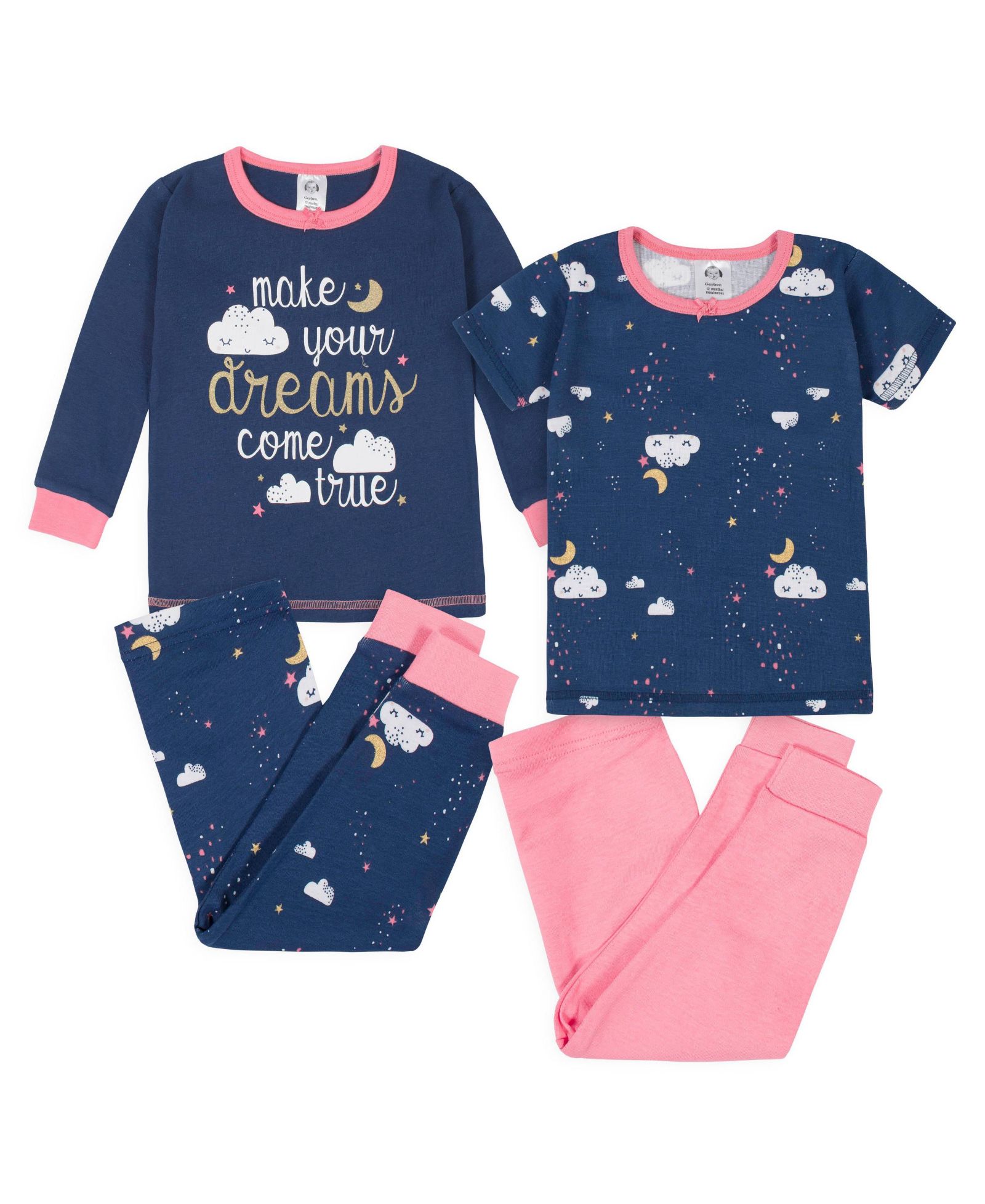 Gerber хлопковая пижама для девочек 4-piece snug fit
