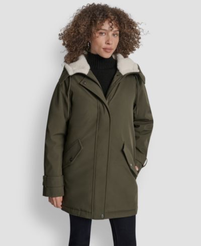 DKNY Женская мягкая ветровка с капюшоном и подкладкой из искусственного меха