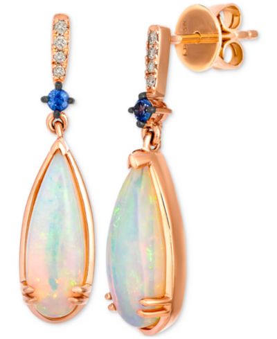 Серьги-подвески Le Vian Neopolitan Opal™, Blueberry Sapphire™ & Nude Diamond™ в 14k Rose Gold