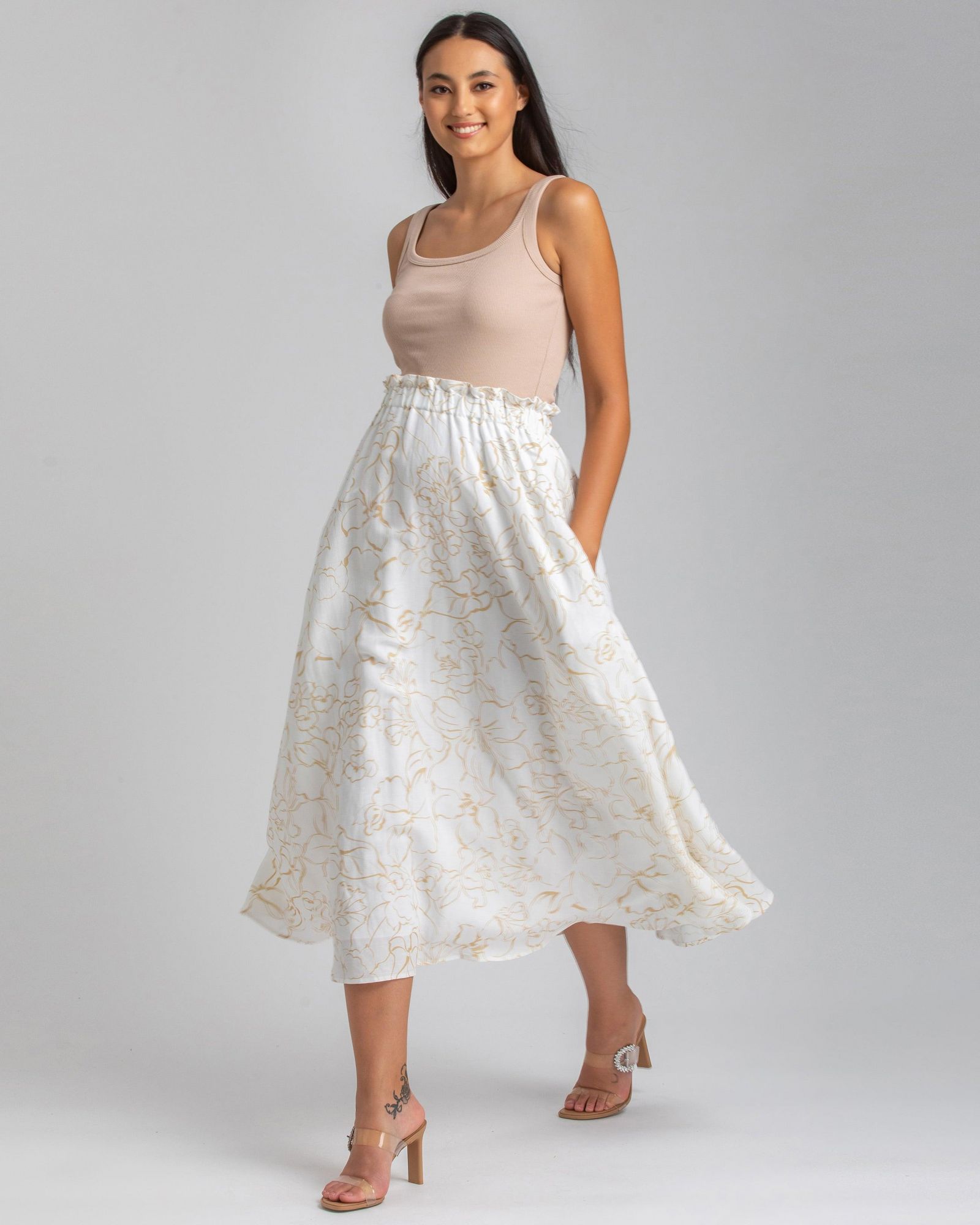 PIETRO BRUNELLI MATERNITY Maternity Floral Print Hidden Pocket Midi Olivia Skirt