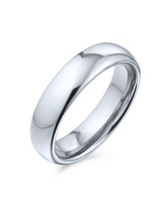 Bling Jewelry Classic Dome Wedding Band Ring Silver Tone Titanium Comfort 5MM