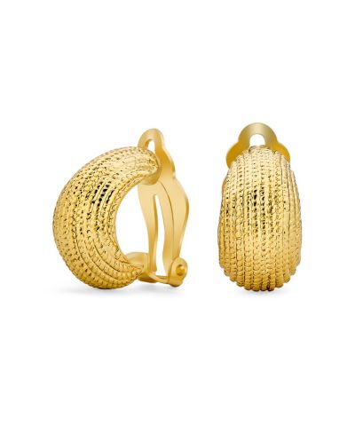 Bling Jewelry золотые серьги-клипсы в стиле «креветка» с канатным плетением и полосатым дизайном