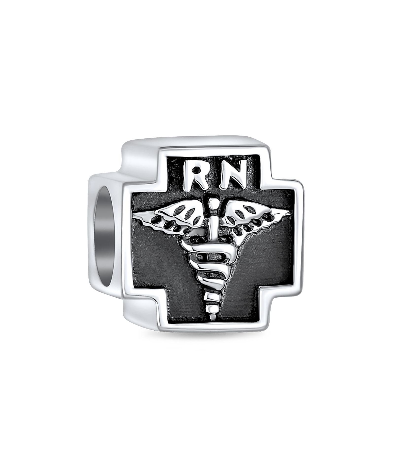 Подвеска-шарм Bling Jewelry Sterling Silver Nurse Caduceus Cross