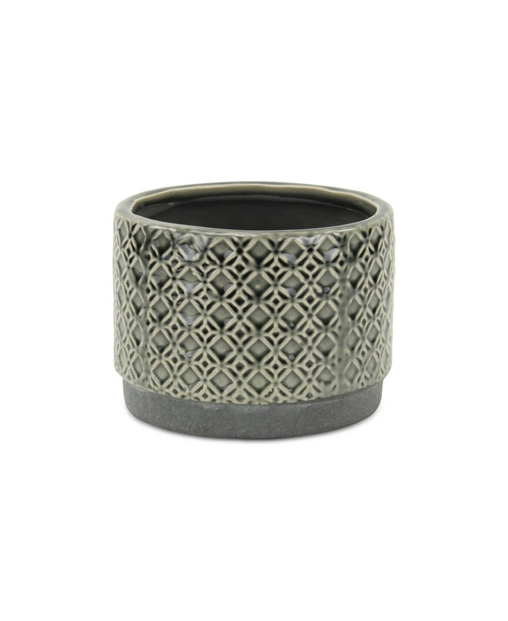 Round Geometric Ceramic Planter - Stylish Pot for Indoor & Outdoor Plants
