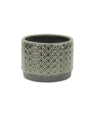 Round Geometric Ceramic Planter - Stylish Pot for Indoor & Outdoor Plants